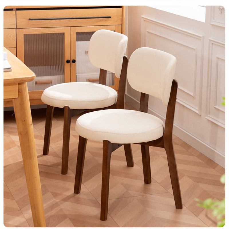 Ensemble de 2 chaises de salle à manger rembourrées avec structure en chêne noyer, siège éponge souple entièrement assemblé, capacité de 250 lb, chaise d'appoint rembourrée moderne pour la salle à manger et la cuisine