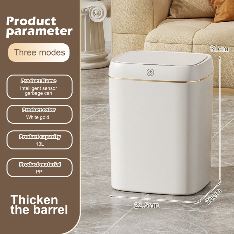 Poubelle de cuisine avec couvercle 13 L