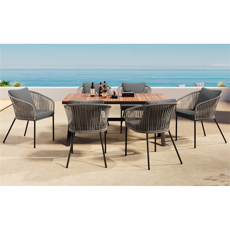 7 Pieces Patio Dining Set, Gray