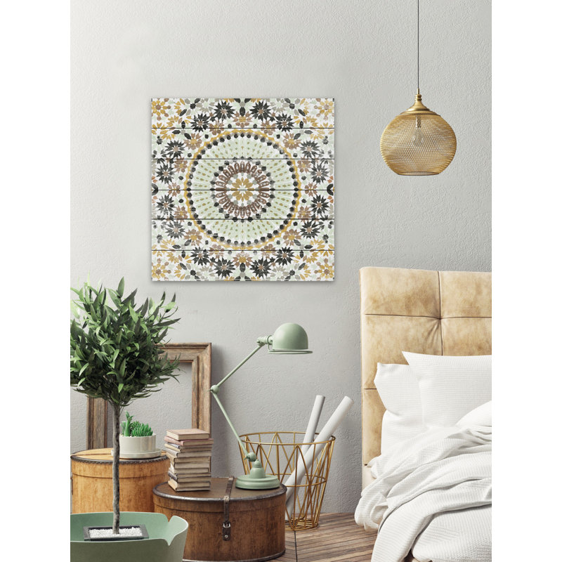 « fleur patterns », reproduction de peinture à l’acrylique sur bois blanc, H 18 po x l 18 po x P 1,5 po