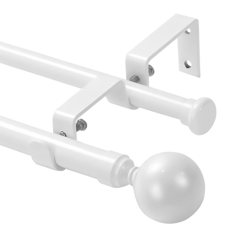 Tringle à rideaux double Braggs, Blanc, H 1 po x l 84 po x P 1 po