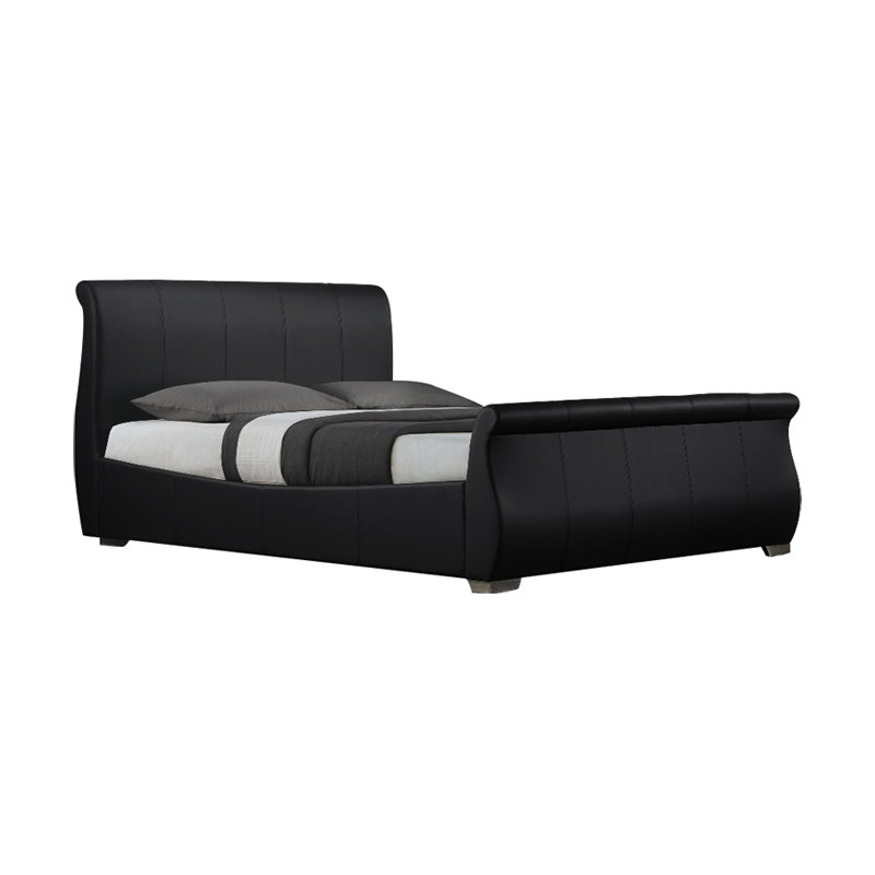 Upholstered Bed, Matt Black, Kingsize (5')