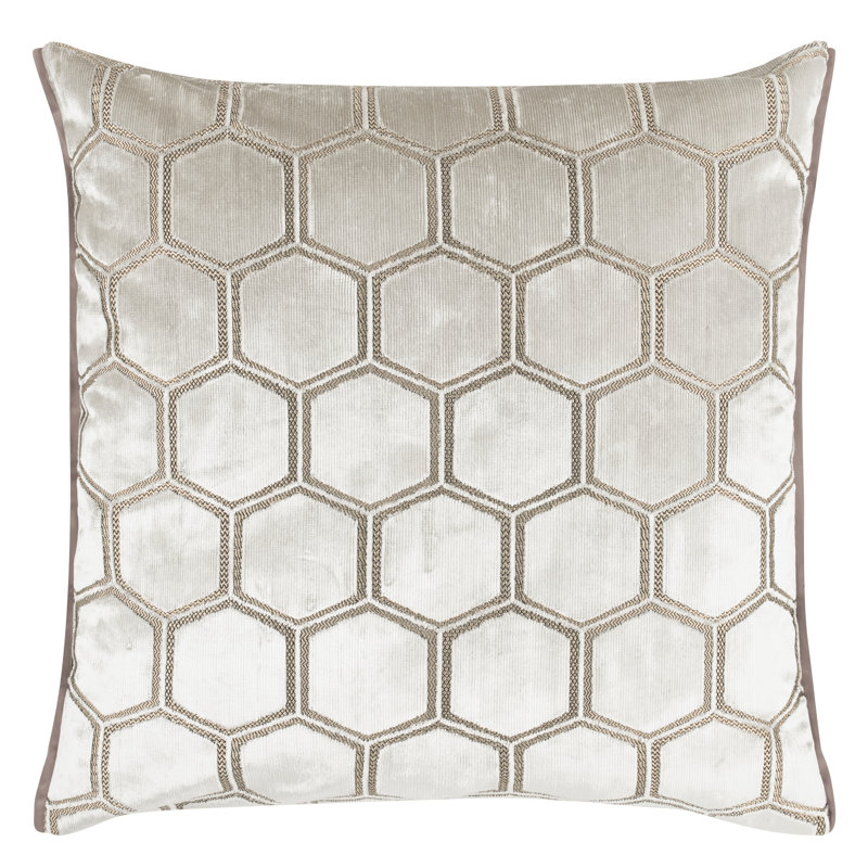 Manipur Velvet Decorative Pillow, Oyster, 22"H x 22"W