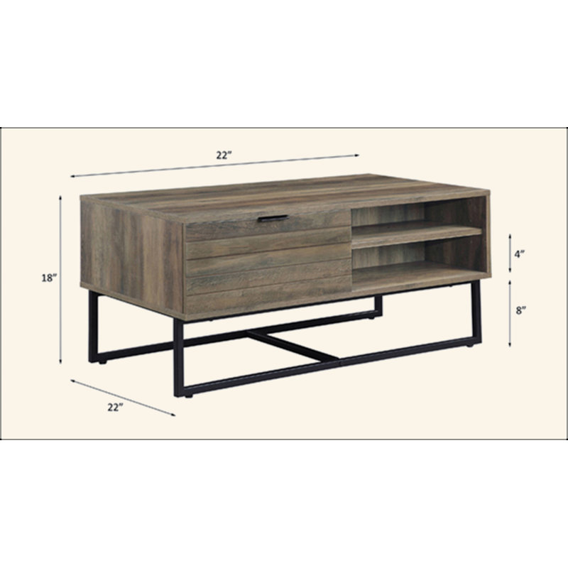 Rustic Oak & Black Finish Coffee Table