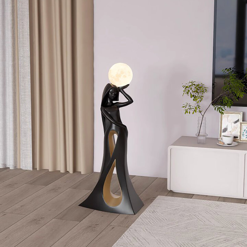 Lampe sur pied en résine simple et moderne, Noir