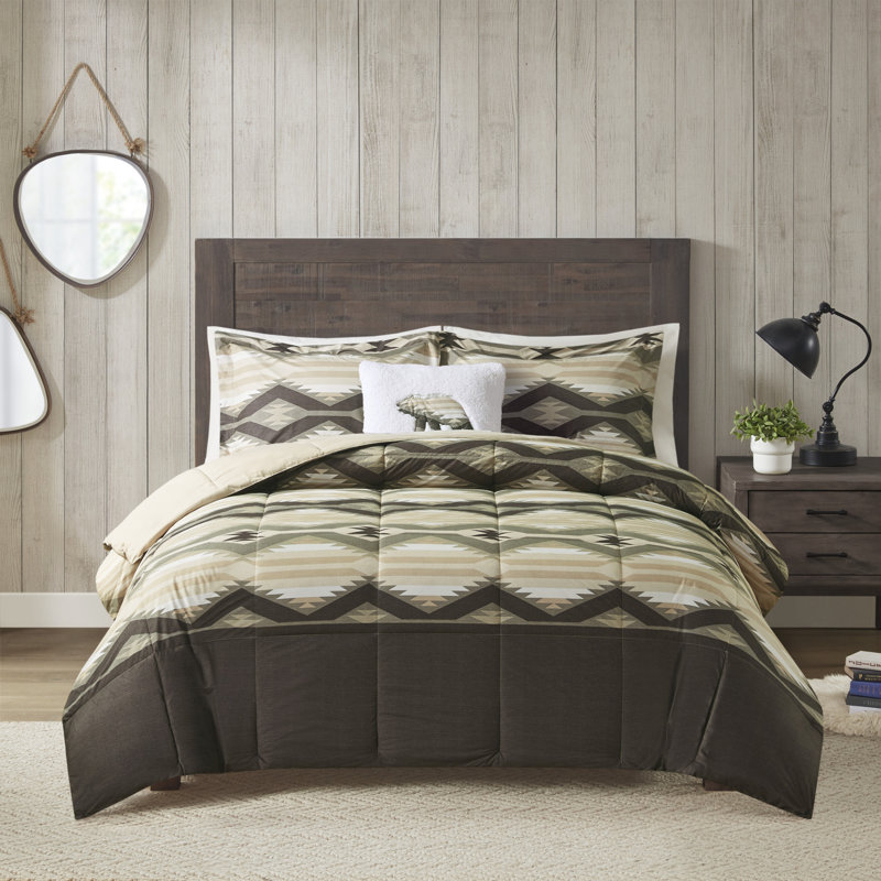 Woolrich Emmet Creek Down Alternative Comforter Set with Throw Pillow, Brown, King Comforter + 3 Additional Pieces