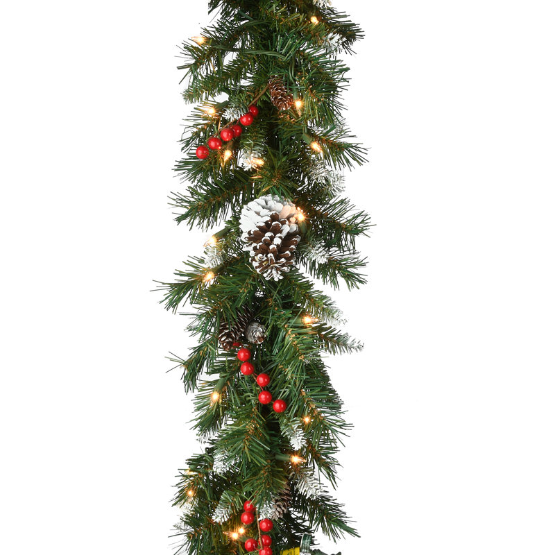 Leavon 9' L Pre-Lit Frosted Garland with 100 Clear Lights