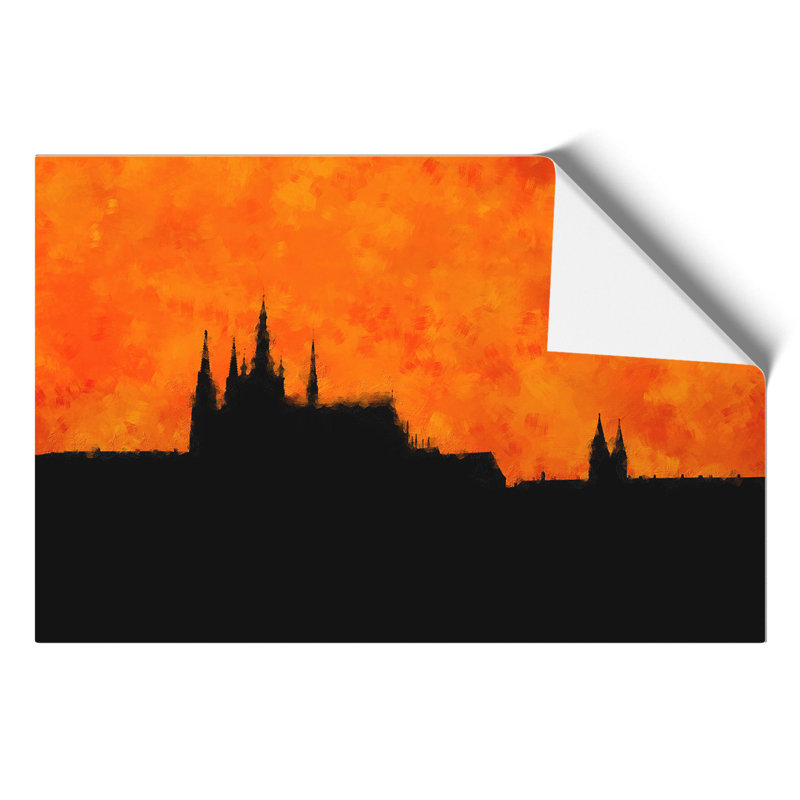 Prague Castle Painting - Frameless Print, 21cm H x 30cm W x 0.1cm D