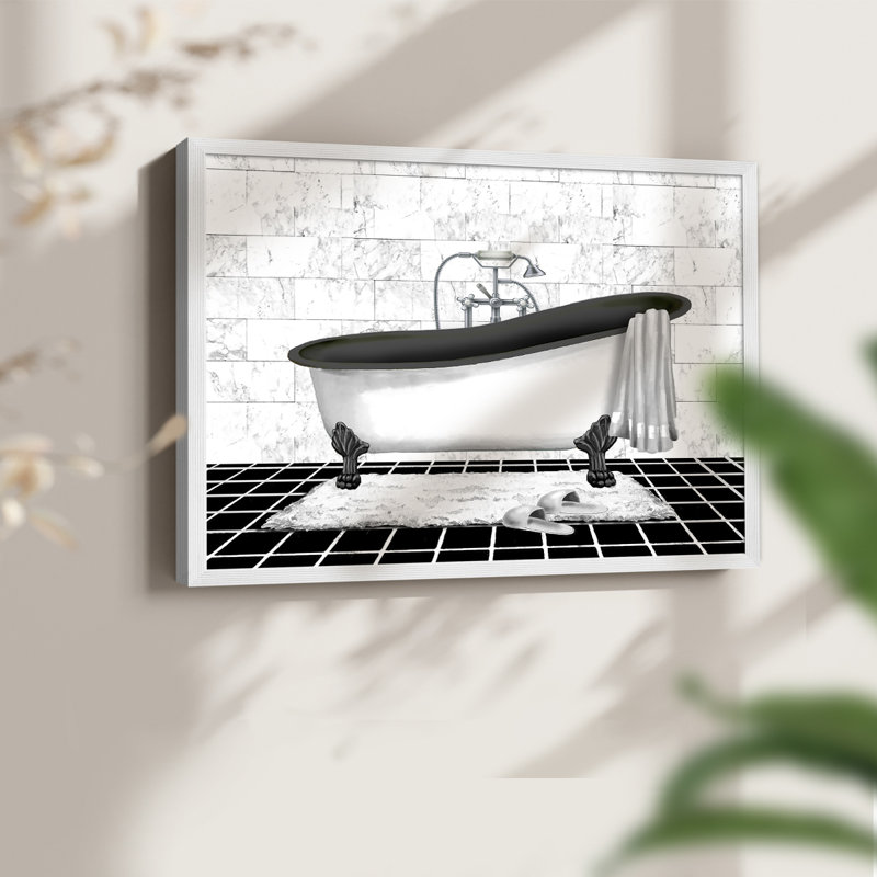 Modern Bath II -Framed Print - Restickable, H 8 po x l 10 po, Blanc