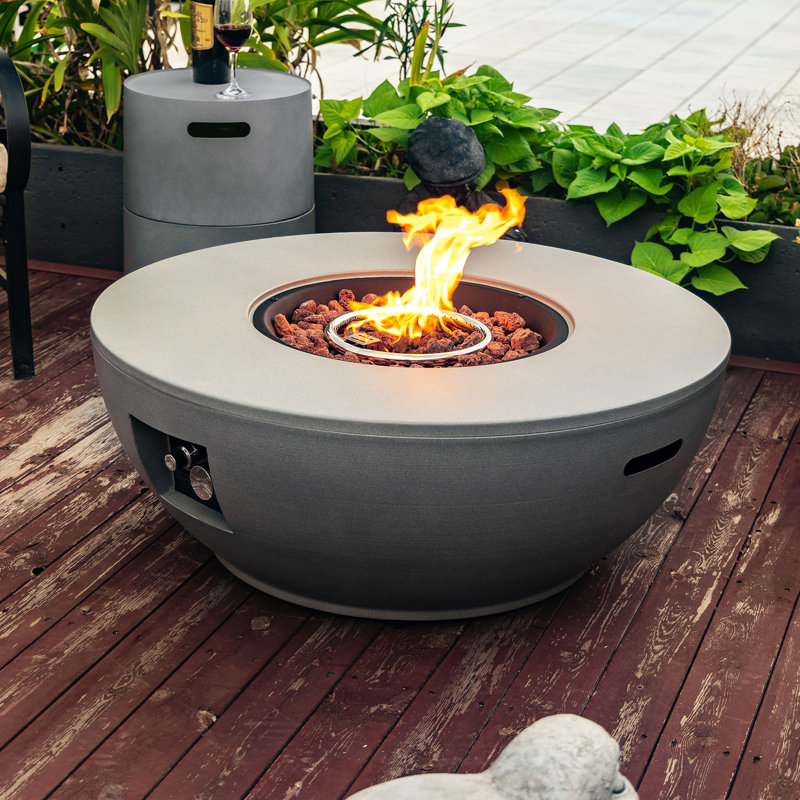 Foyer d'extérieur au propane 40000 - Acier, avec bol de foyer gris