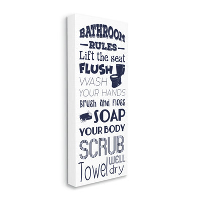 " Bathroom Rules Navy Blue Toilet Bubbly Soap " by Marcus Prime