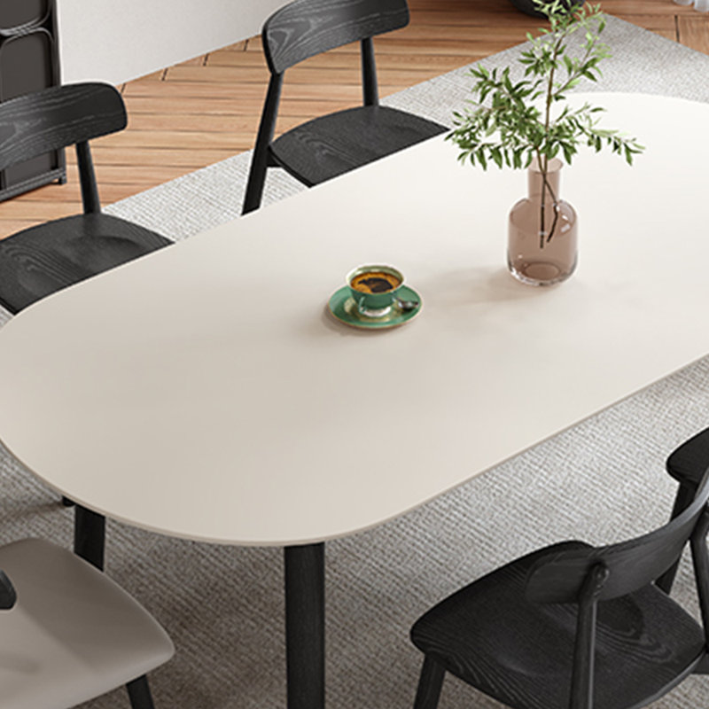 Table de salle à manger en pierre avec pieds en bois de frêne massif, H 29,5 po x L 55,1 po x l 31,4 po