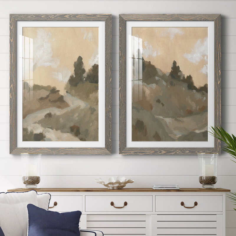 " Hillside Walking Path I " 2 - Pieces Painting Print, 31.5" H x 23.5" W x 1" D, Grey Framed