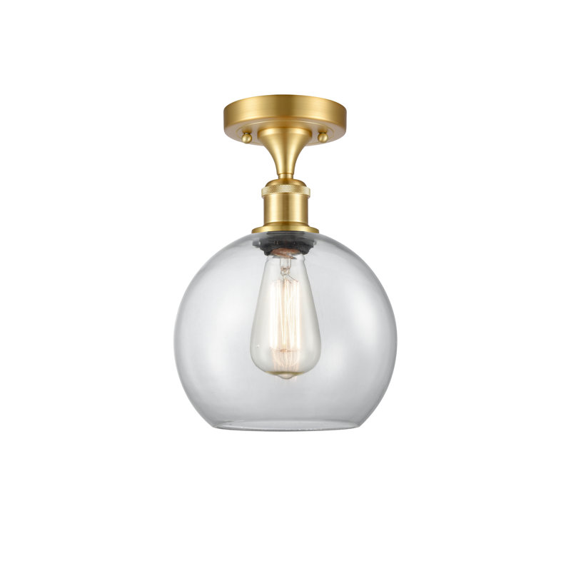 Baptista Semi Flush Mount, Clear, Antique Brass, 9'' H X 10'' W X 10'' D