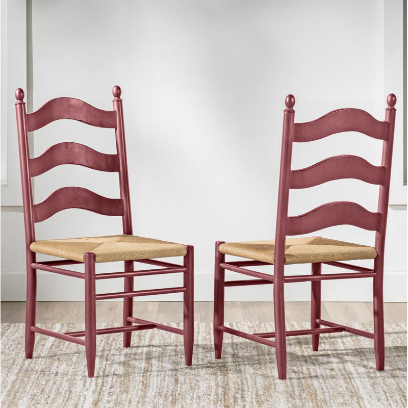 Country Living Vintage Market Rush Seat Ladder Back Side Chair, Red