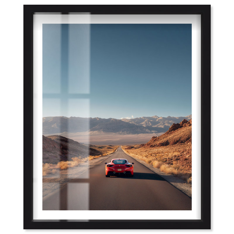 Décoration murale «Desert Drive» à motif de boîte-cadre glamour par Notoriart, cadre noir, 20 x 24, H 25 po x l 21 po