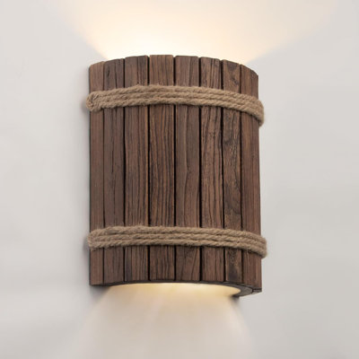 Applique murale en bois 2 * PCS Farmhouse, éclairage rétro Scones d'intérieur, applique murale rustique vers le haut et câblée, lampe Art déco pour le couloir du salon
