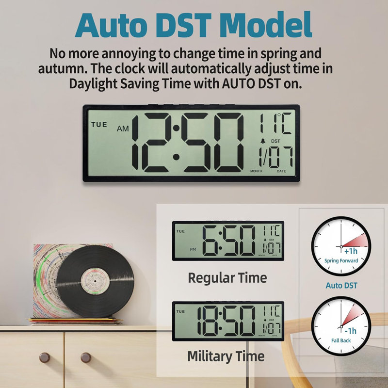 Numerical Electric Tabletop Clock in Black