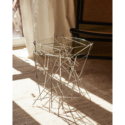 Blow Up Glass Top End Table