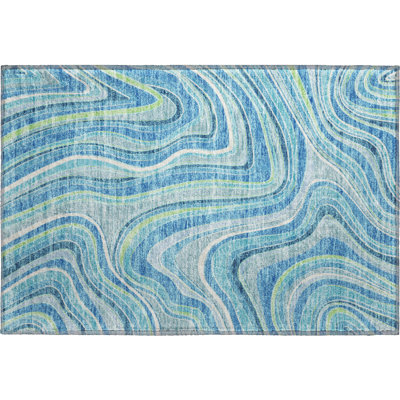 Premium Machine Washable Prisco Blue Rug