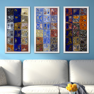 " Mosaic Tile Evening Landscape " 3 - Pieces