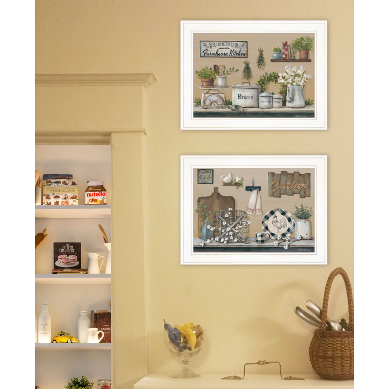 «Farmhouse Kitchen», ensemble de 2 encadrements de vignettes encadrées pour le salon et la maison par Pam Britton