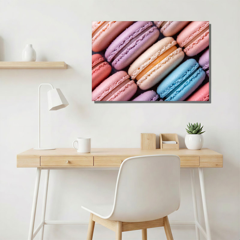 Art mural sur toile assorti, "Macarons pastels disposés en diagonale", H 18 po x l 24 po