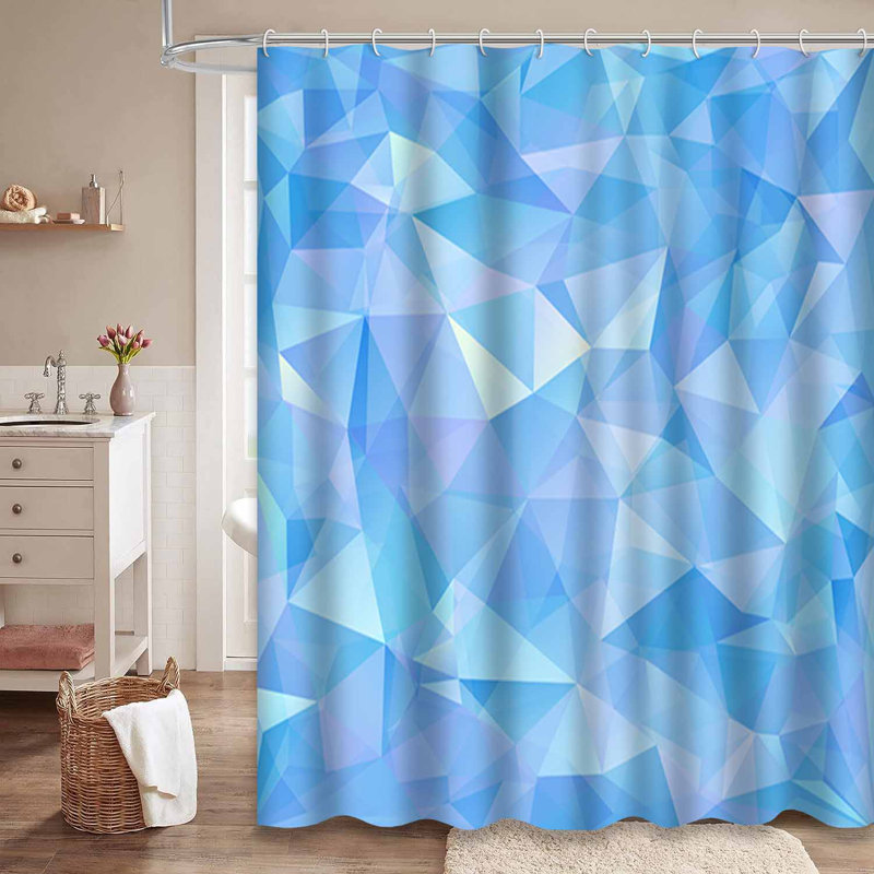 Rideau de douche géométrique triangulaire en mosaïque avec 12 crochets, L 72 po x l 84 po
