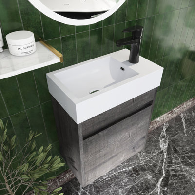 Lukely 18'' Single Wall-Mounted Bathroom Vanity with Cultured Marble Top
