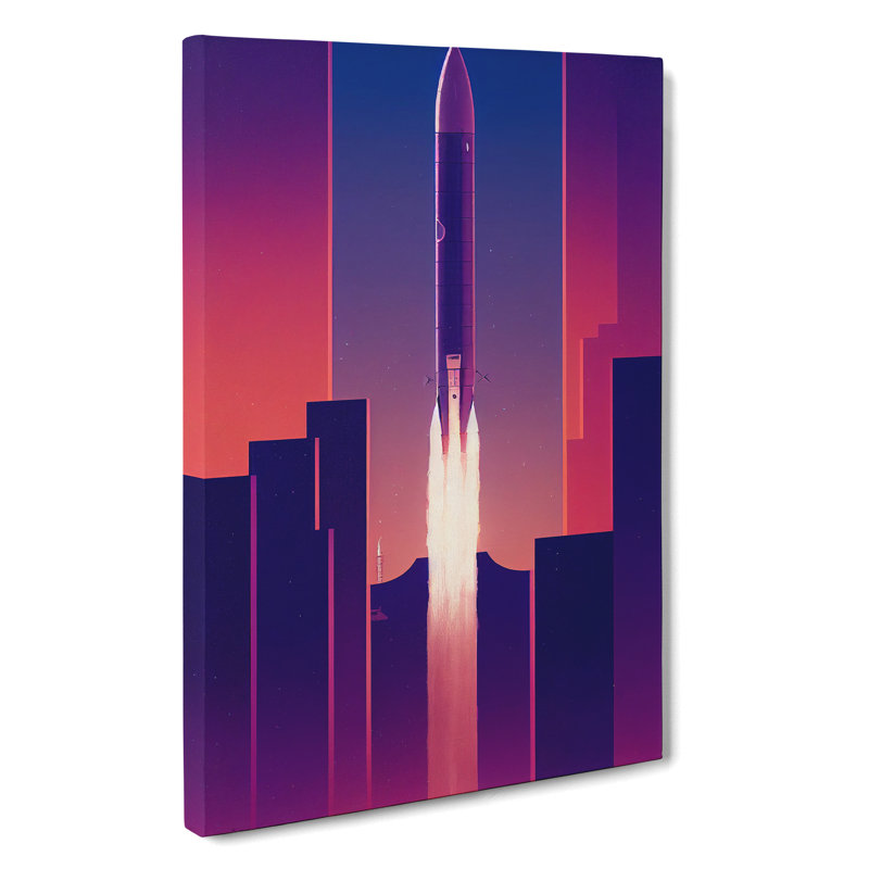 Art Deco Spaceship Art No.3 - Wrapped Canvas, 50cm H x 35cm W x 3cm D