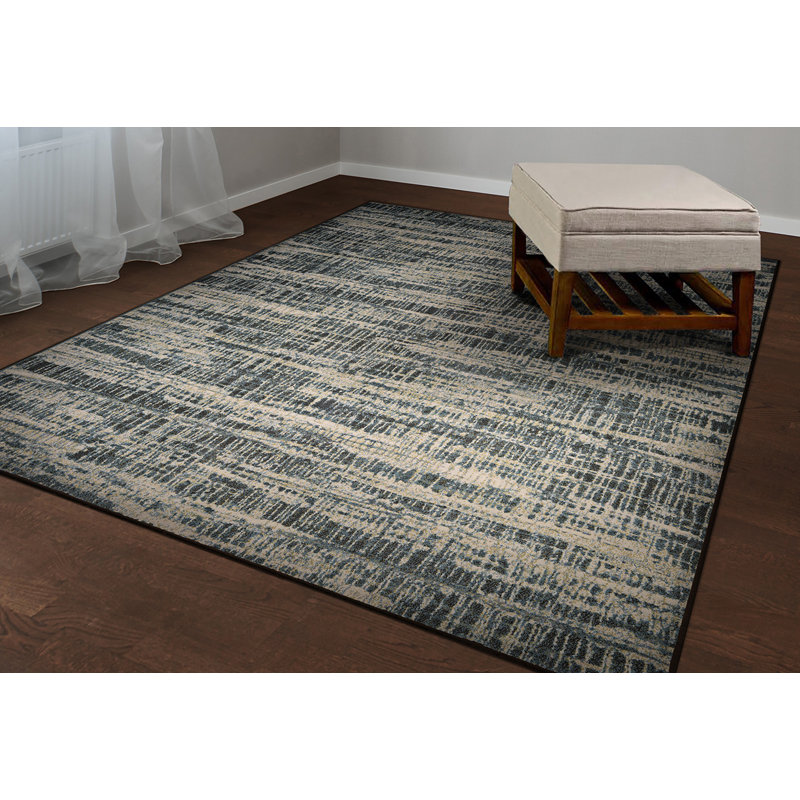 Tapis crème / bleu sarcelle Malbork, Rectangle 5 pi 3 po x 7 pi 6 po
