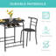 3-Pieces Dining Table Set for 2 Person, Modern Metal & Wood Kitchen Dinner Table with 2 Chairs, Space-Saving Dining Table with Wine Rack for Dining Room, Living Room and Small Spaces-1250479992