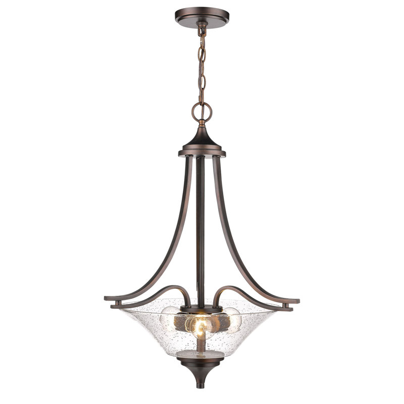 Luminaire suspendu simple à 3 lumières Wilma, Bronze huilé