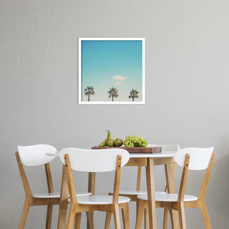 A Trio Of Palm Trees by Laura Evans, 25.38" H x 25.38" W x 0.875" D, White Framed