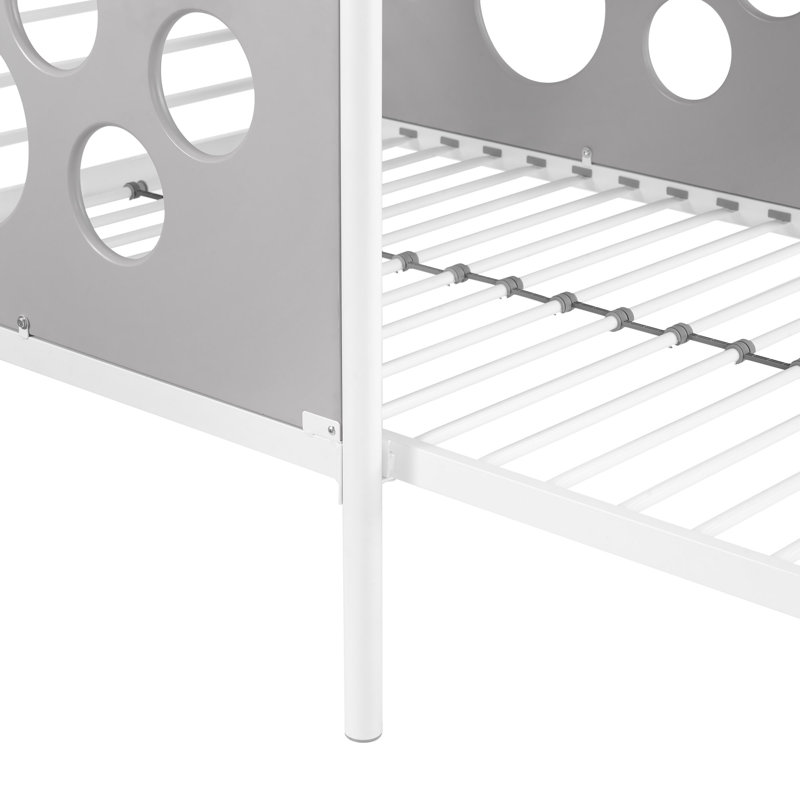 Modern Geo Cutout Colourful Twin L-Shaped Bunk Bed – White / Cool Grey