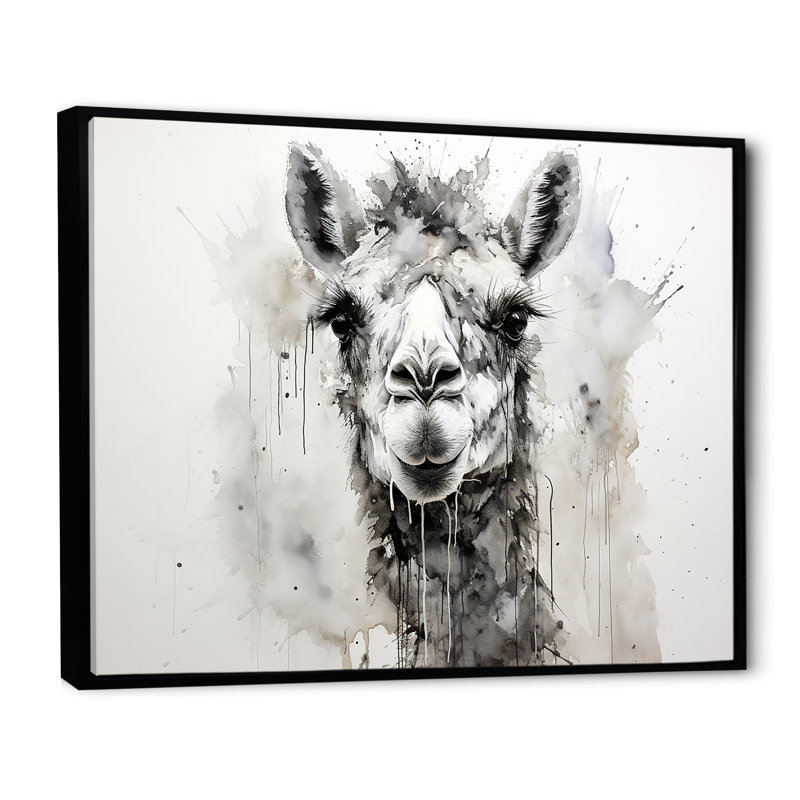Minimalisme monochrome chameau I sur toile, H 24 po x l 32 po x P 1 po, Cadre flottant noir