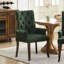 Fauteuil d'appoint en chenille olive rembourré avec pieds en bois d'hévéa massif incurvé