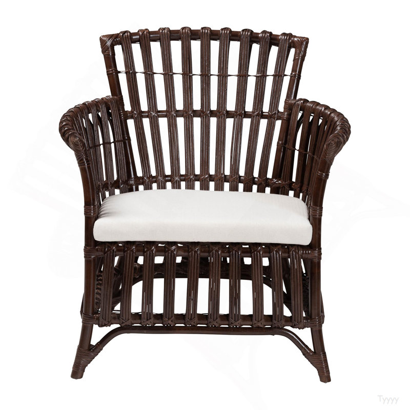 Fauteuil bohémien en rotin brun très foncé
