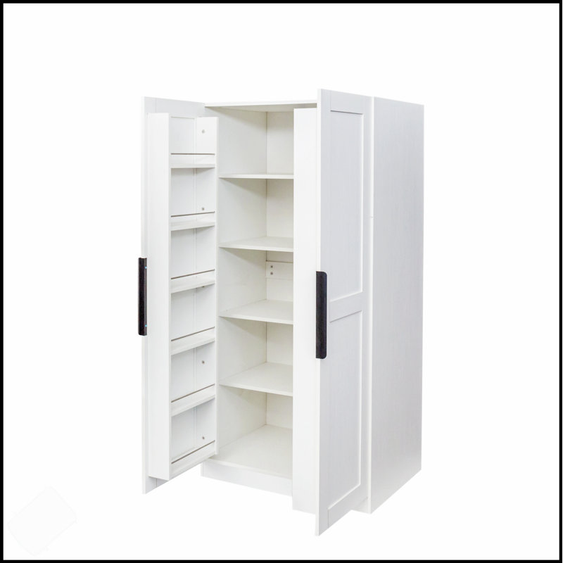 62.99In White Freestanding Kitchen Pantry Cabinet With Doors & Shelves, Multi-Functional Storage For Kitchen And Dining Room