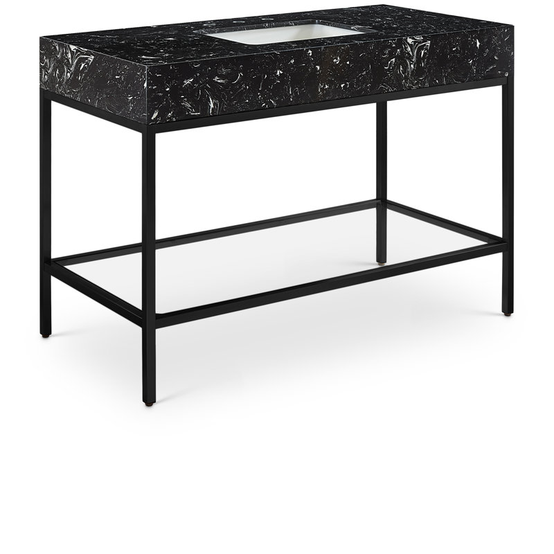Marmo 48" Single Bathroom Vanity, Black, Matte Black