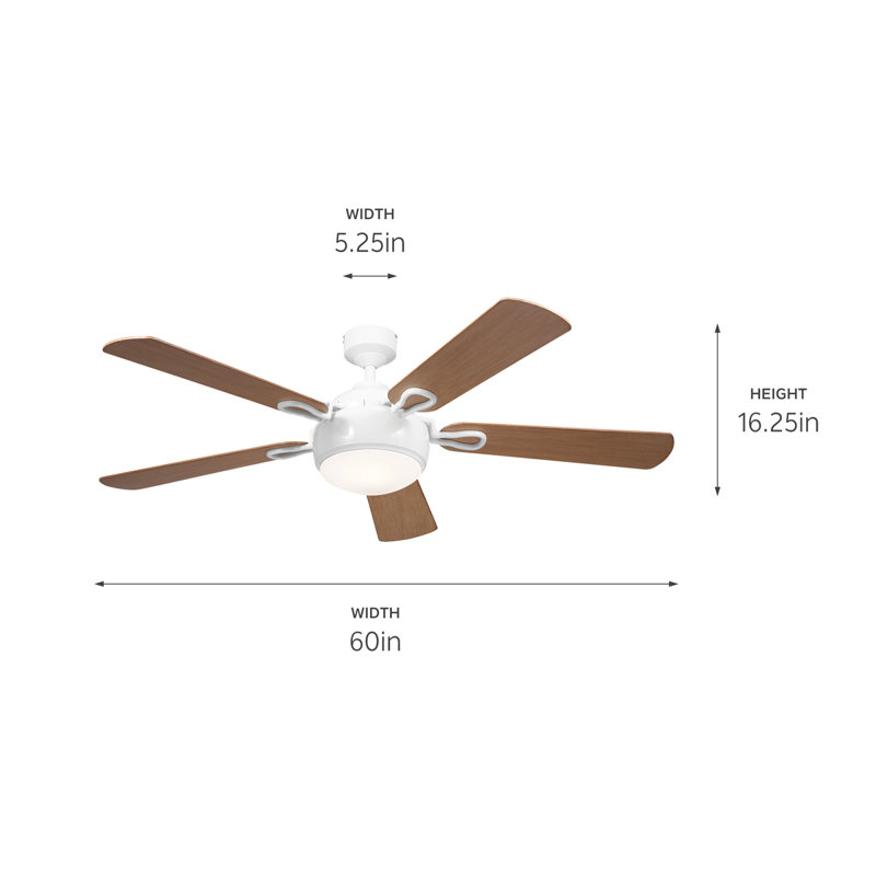 60'' Ceiling Fan with LED Lights, White