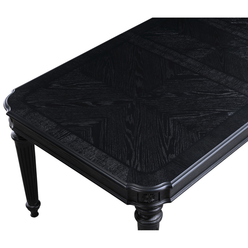 Meuble de salle à manger 7 pièces brun foncé avec rallonge et sièges brun traditionnel - table rectangulaire et rails de chaise rembourrés