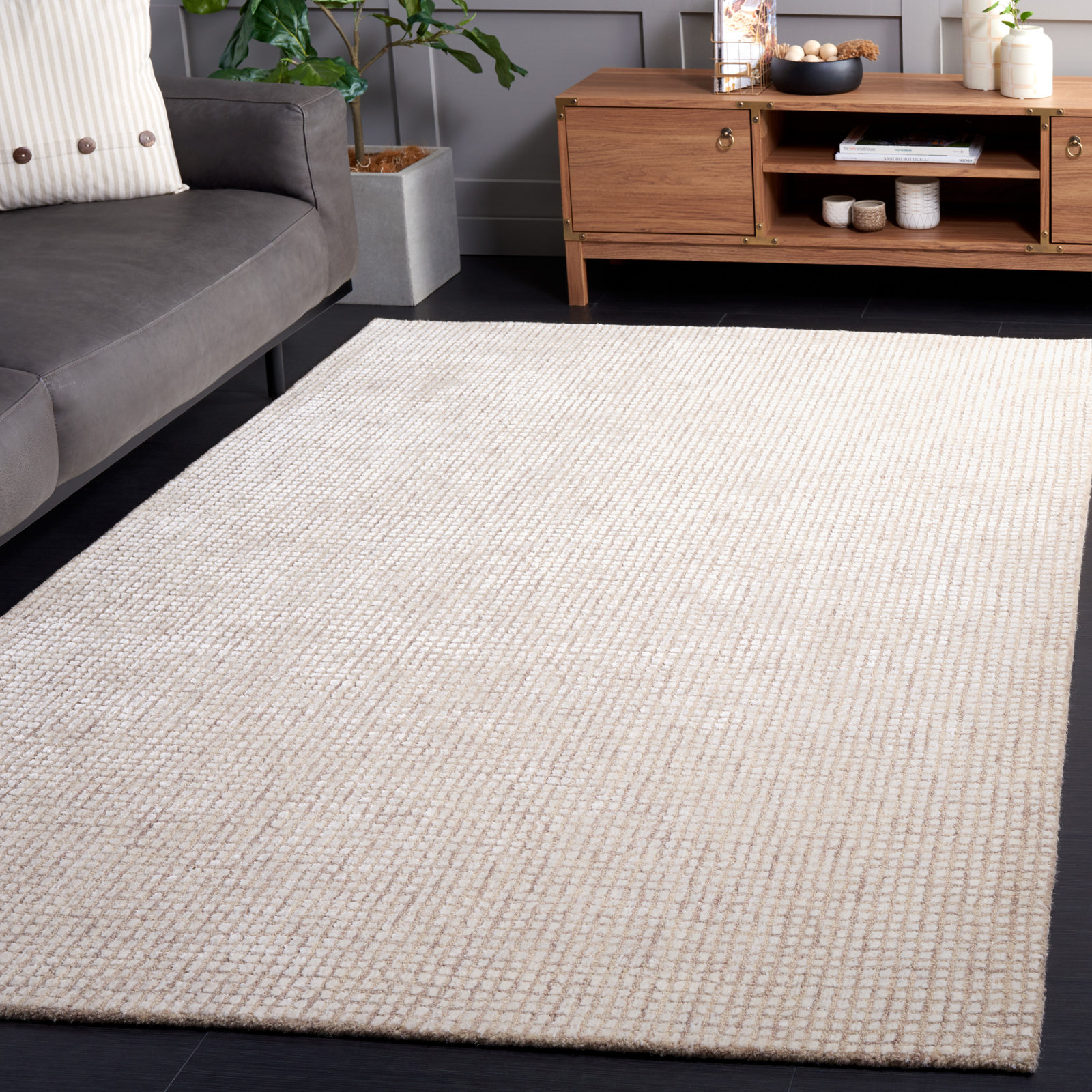 Rowe Ivory Beige Hand-Tufted Rug, Rectangle 5' x 8'