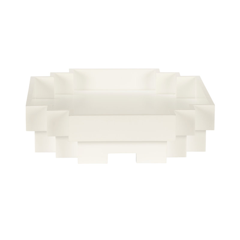 Japandi Wood Decorative Tray, White