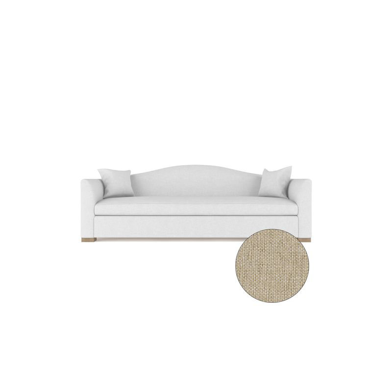Horatio Camelback Taper Curved-Arm Sofa, 33" H x 96" W x 36" D, Weathered, Plush Velvet Blanc