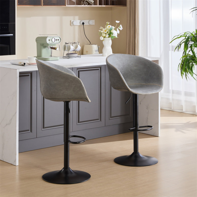 Tabourets de bar réglables et pivotants, Gris