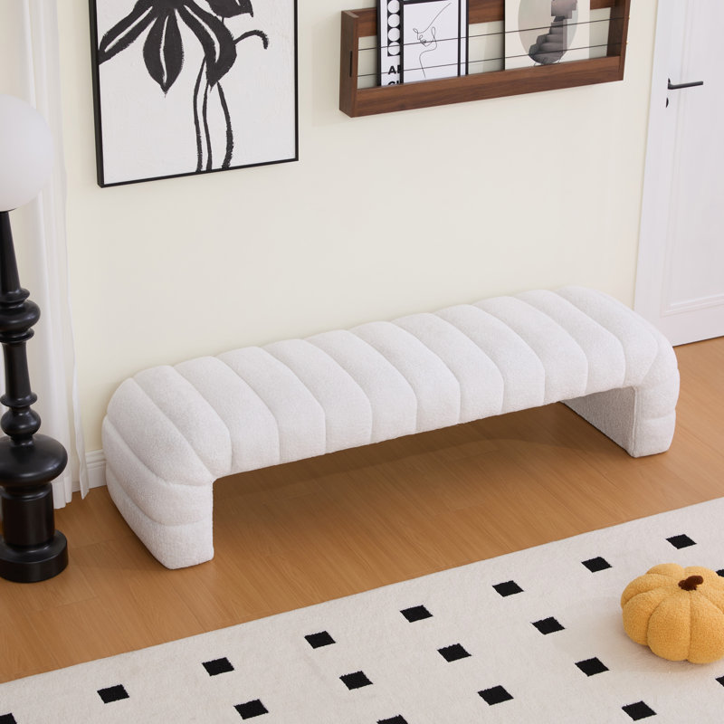 Banc rembourré 69,6 po, Ivoire ivoire