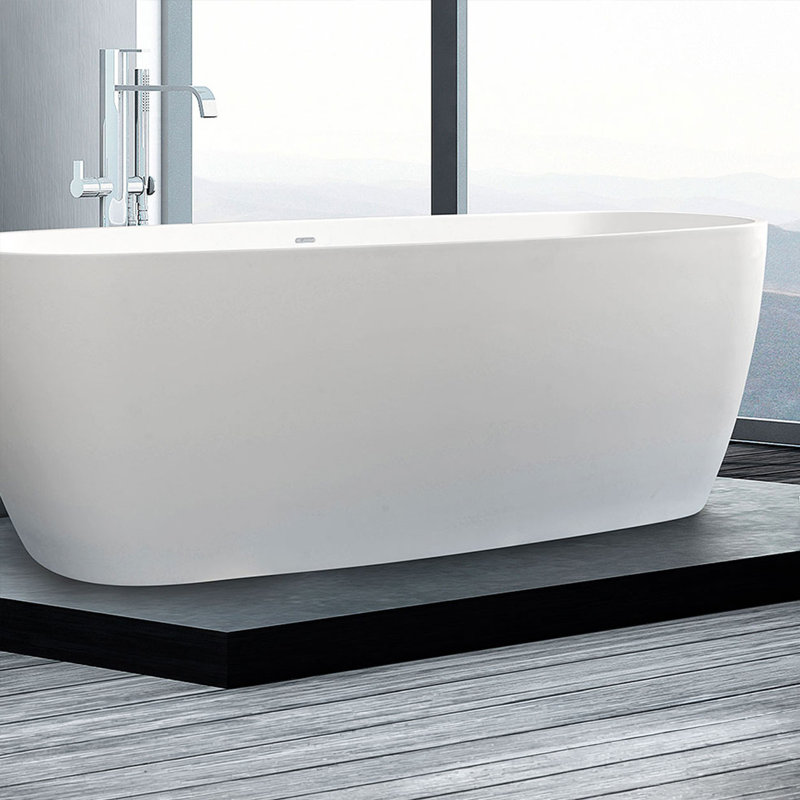 Baignoire de trempage autoportante 71 po. X 32 po. Lunar, Blanc mat