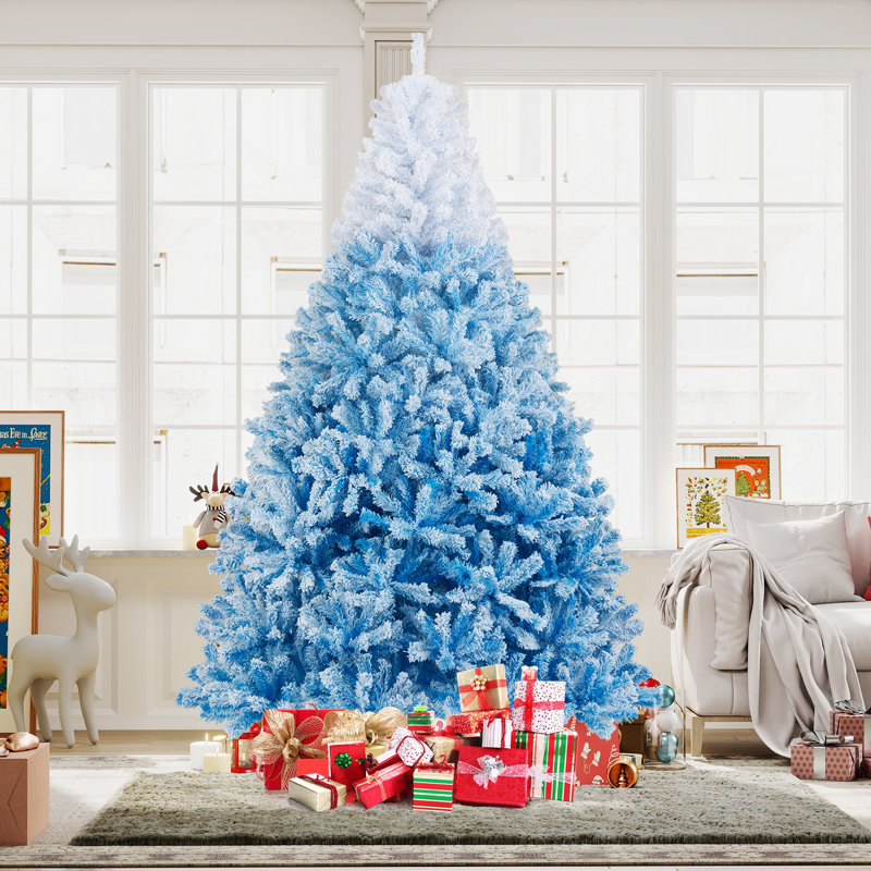  Arbre de Noël artificiel à charnière de 8 pi avec flocons de neige luxueux 1774, H 8 pi