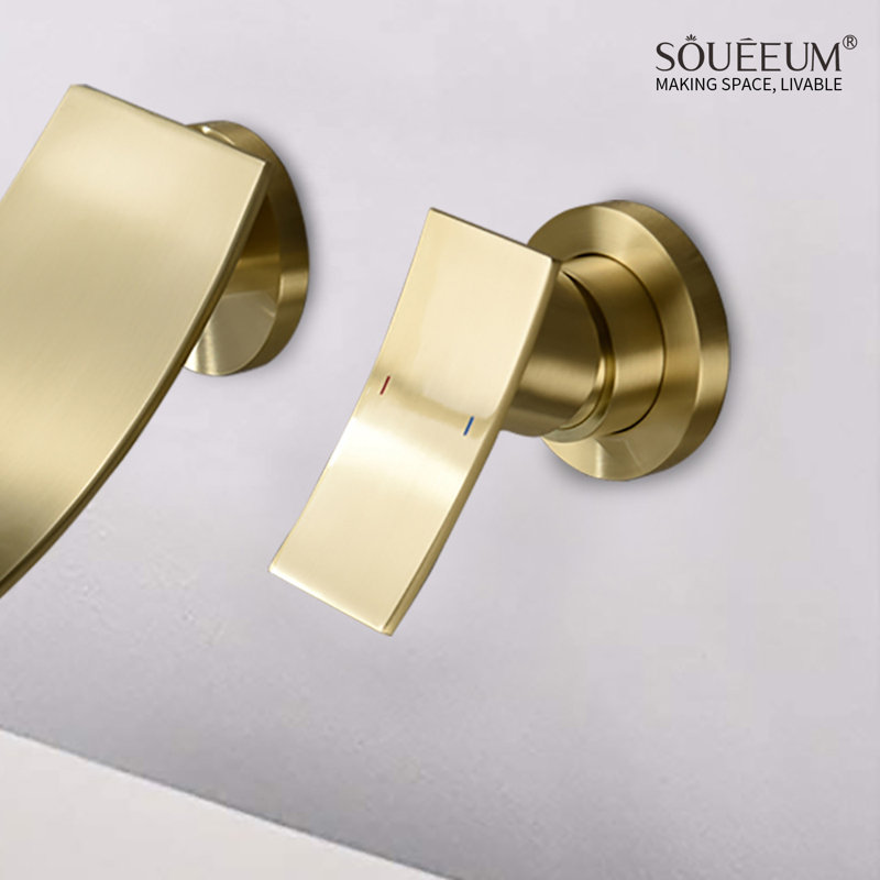 Wall Mounted Optional Single-handle Bathroom Faucet, Brushed Gold